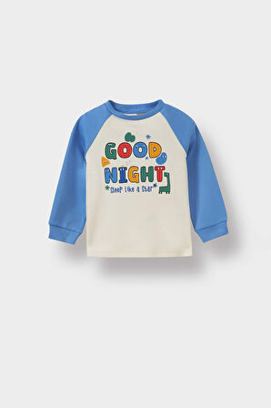 Erkek Bebek Pijama Takımı Baskılı Uzun Kollu Üst Uzun Alt