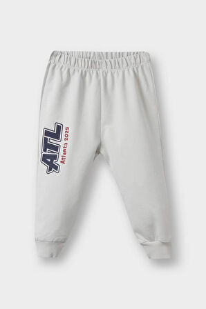 Erkek Bebek 2'li Takım Okul Baskılı Sweatshirt Eşofman Altı