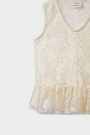 Kız Bebek Regular Fit Tül Kısa Kollu Tişört