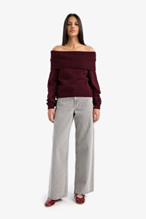 Regular Fit Omuzu Açık Kazak