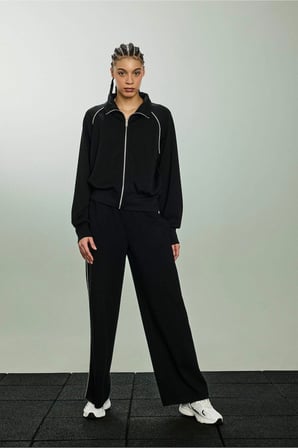 Defacto D7128AXBK81 Siyah Wide Leg Geniş Paça Standart Boy Modal Sporcu Pantolon