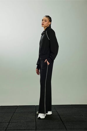 Defacto D7128AXBK81 Siyah Wide Leg Geniş Paça Standart Boy Modal Sporcu Pantolon