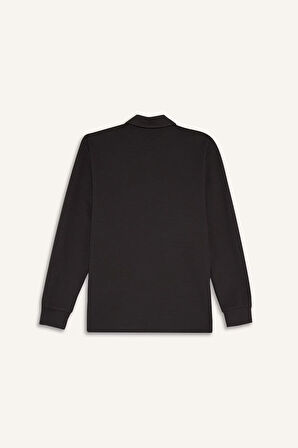 Regular Fit Polo Yaka Waffle Sweatshirt