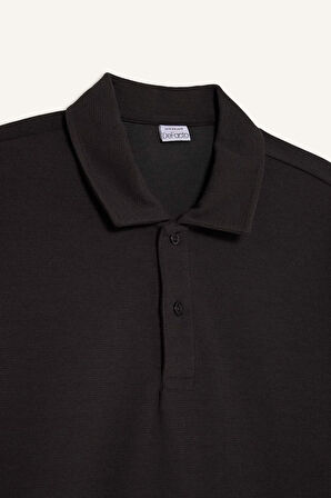 Regular Fit Polo Yaka Waffle Sweatshirt