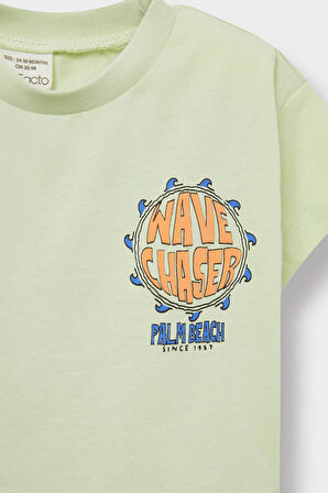 Erkek Bebek 2'li Takım Baskılı Kısa Kollu Tişört Şort