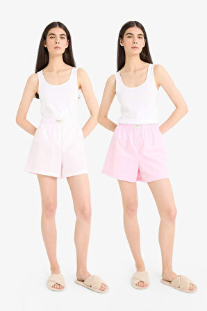 Regular Fit Kısa Boy Poplin 2'li Pijama Alt-Fall in Love 