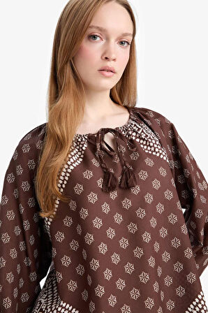 Relax Fit Bisiklet Yaka Uzun Kollu Bluz