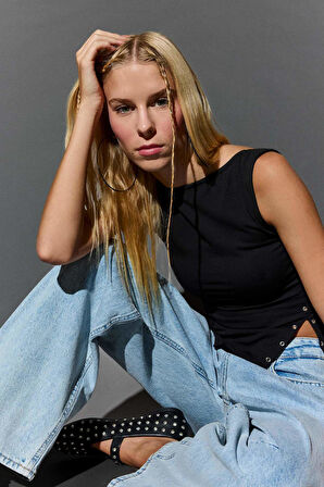 Fitted Açık Omuz Ribana Atlet