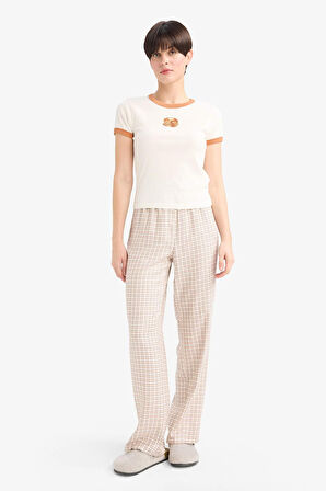 Regular Fit Uzun Kareli Pijama Altı-Fall in Love