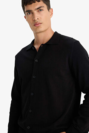 Standart Fit Polo Yaka Triko Hırka