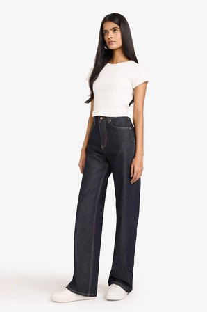 DeFacto %100 Pamuk Straıght Wıde Fıt Yüksek Bel Jean Pantolon D5123AX26SPNM82