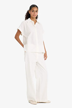 Wide Leg Cepli Yüksek Bel Gabardin Pantolon