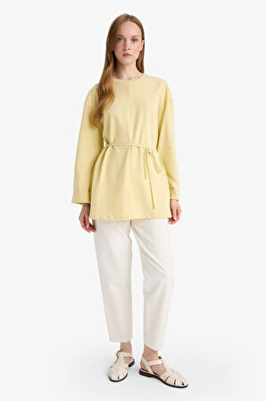 Loose Fit Bisiklet Yaka Uzun Kollu Tunik