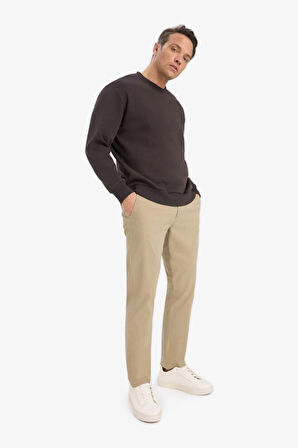 Relax Fit Bisiklet Yaka Kalın İçi Yumuşak Tüylü Basic Düz Sweatshirt