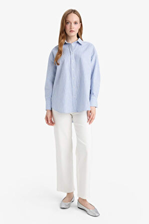 Relax Fit Gömlek Yaka Oxford Uzun Kollu Tunik