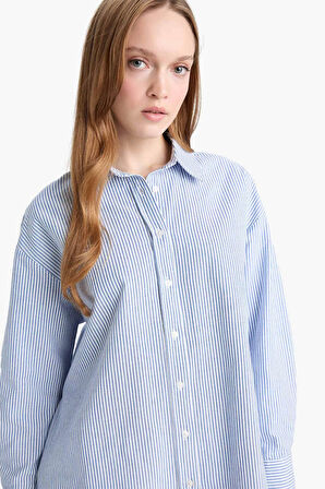 Relax Fit Gömlek Yaka Oxford Uzun Kollu Tunik