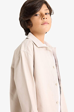 Erkek Çocuk Oversize Geniş Kalıp Polo Yaka Uzun Kollu Gömlek