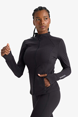 DeFactoFit Slim Fit Dar Kesim Dik Yaka Hırka