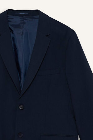 Slim Fit Dar Kesim Twill Blazer Ceket