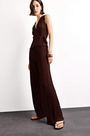 Relax Fit Normal Bel Düz Paça Bürümcük Pantolon