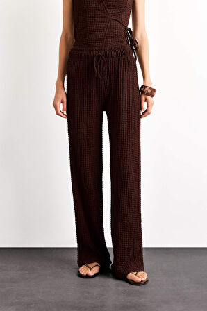 Relax Fit Normal Bel Düz Paça Bürümcük Pantolon