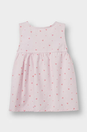 Kız Bebek 2'li Takım Çıtçıtlı Uzun Kollu Body Kalp Desenli Elbise