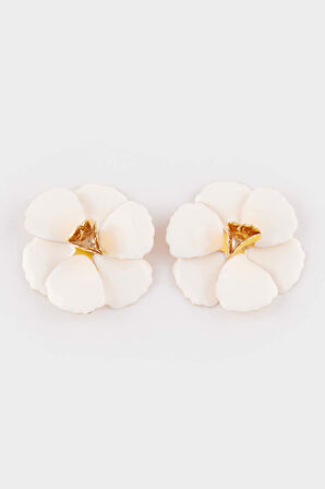 Kadın Beyaz Çiçek Küpe