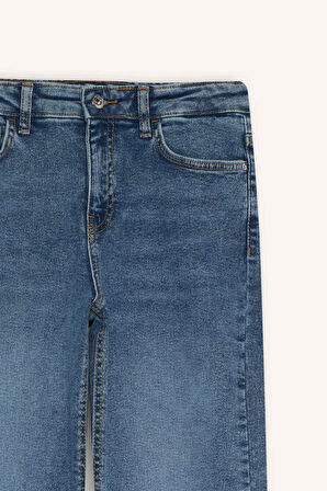 Comfort Straight Normal Bel Bilek Boy Jean Yıkamalı Pantolon