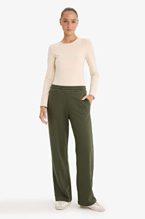 Straight Fit Beli Lastikli Basic Düz Cepli Eşofman Altı