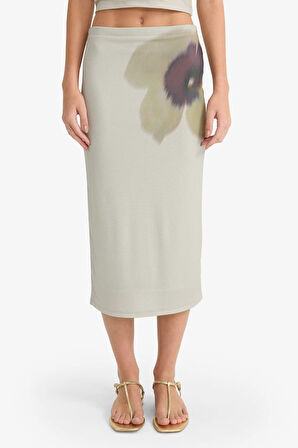 Coool Normal Bel Çiçek Desenli Tül Midi Kalem Etek 