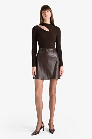 Slim Fit Dar Kesim Bisiklet Yaka Fitilli Kaşkorse Uzun Kollu Tişört