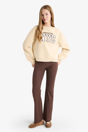 DeFacto Regular Fıt Bisiklet Yaka Baskılı Sweatshirt G5491AX25CWBG26