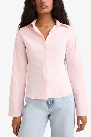 Fitted Poplin Uzun Kollu Gömlek F9434AX25AUPN648