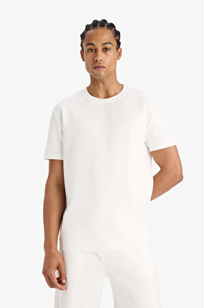 DeFactoFit Standart Fit Bisiklet Yaka Yan Baskılı Baskılı Sporcu Kısa Kollu Tişört