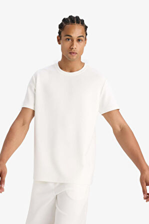 DeFactoFit Standart Fit Bisiklet Yaka Yan Baskılı Baskılı Sporcu Kısa Kollu Tişört