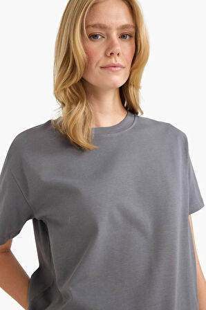 Regular Fit Bisiklet Yaka Basic Düz Premium Kısa Kollu Tişört