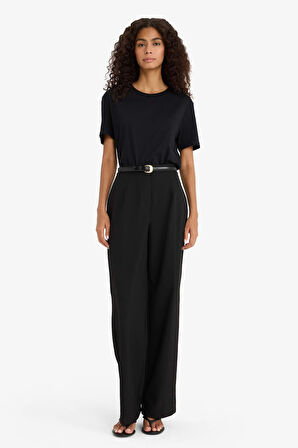 Regular Fit Bisiklet Yaka Basic Düz Penye Kısa Kollu Tişört