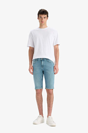 Slim Fit Dar Kesim Jean Bermuda Şort