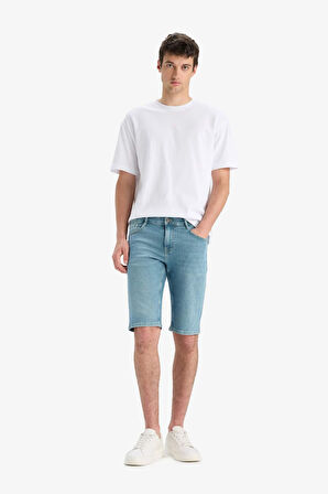 Slim Fit Dar Kesim Jean Bermuda Şort