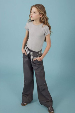DeFacto %100 Pamuk Baggy Fıt Poplin Pantolon Kız Çocuk H1951A826SMAR213
