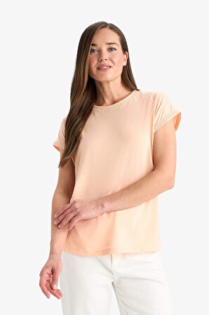 DeFacto Bisiklet Yaka Basic Düz Kısa Kollu Tişört	 F4830AX25SMPN584