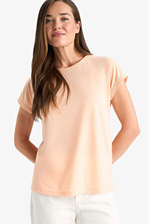 DeFacto Bisiklet Yaka Basic Düz Kısa Kollu Tişört	 F4830AX25SMPN584