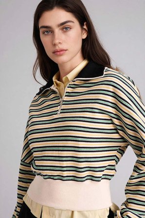 DeFacto Yarım Fermuarlı Çizgili Sweatshirt G9463AX26SPBG758