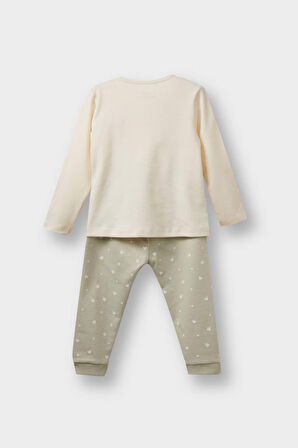 Kız Bebek 3'lü Takım Kapüşonlu Çıtçıtlı Hırka Baskılı Uzun Kollu Tişört Alt 