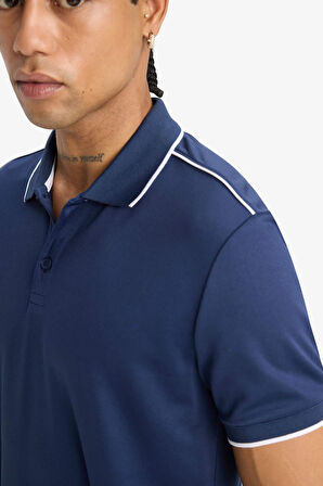 DeFactoFit Slim Fit Dar Kesim Polo Yaka Sporcu Kısa Kollu Pike Polo Tişört