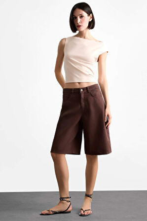 DeFacto Kayık Yaka Crop Basic Düz Kolsuz Bluz F7489AX25SMER37