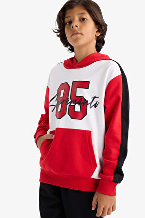 Erkek Çocuk 2'li Takım Kapüşonlu Baskılı Sweatshirt Eşofman Altı