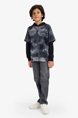 DeFacto Kapüşonlu Batik Desenli Sweatshirt Erkek Çocuk G4988A825WNNV28
