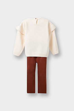 Kız Bebek 2'li Takım Çiçekli Desenli Sweatshirt Tayt