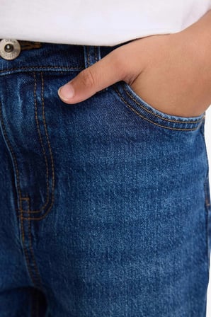 Defacto F8492A8NM28 Mavi Straıght Fıt Düz Paça Jean Pantolon Erkek Çocuk